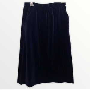 Vintage Velvet Skirt Midnight Blue Size Small Side Closure